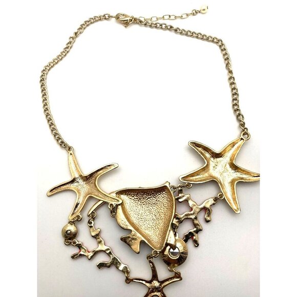 Ocean Theme Jewelry Lot Necklace 3 Earrings Fish Starfish Coral - Picture 5 of 8